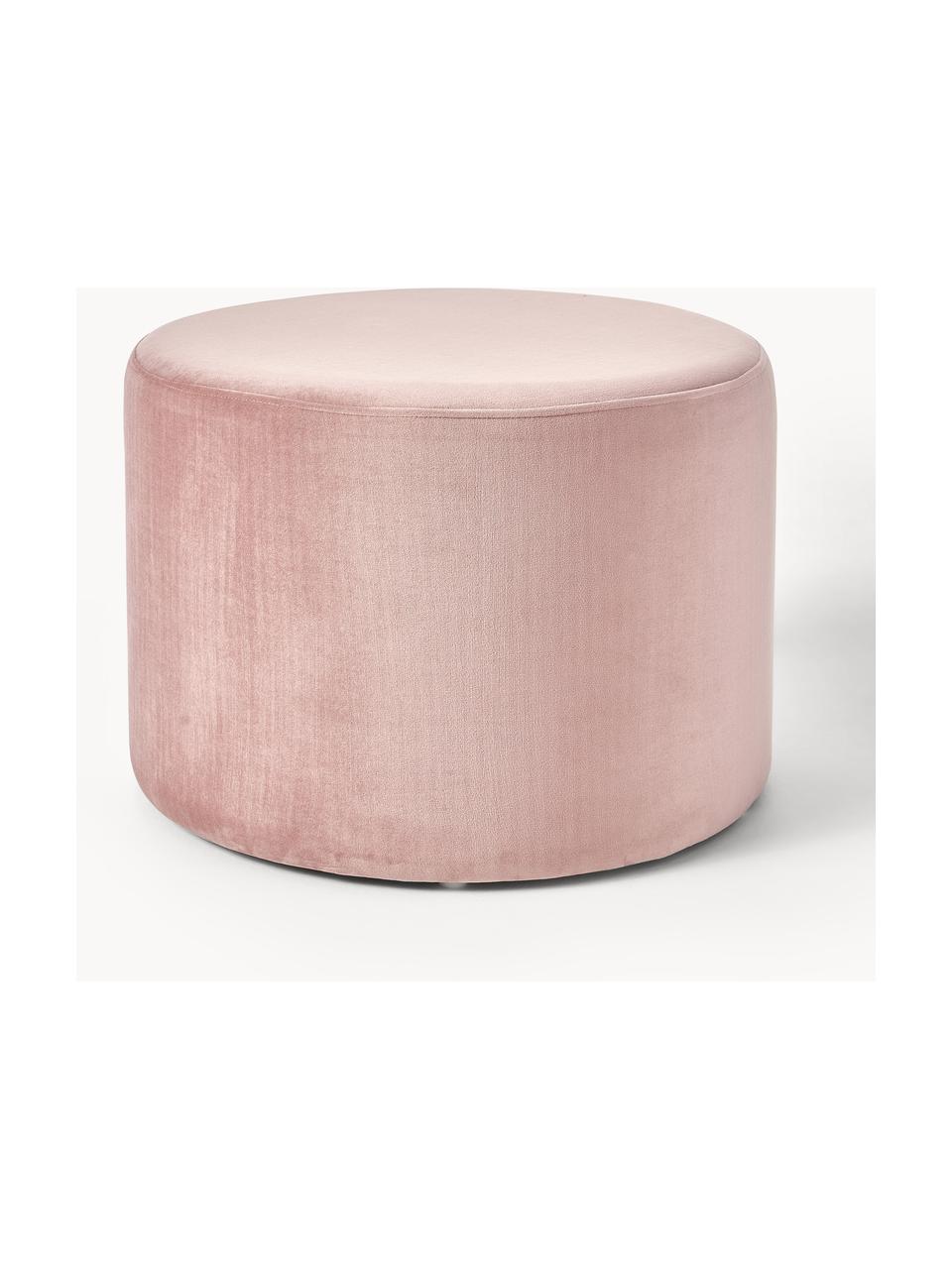 Pouf en velours Daisy, Velours rose pâle, Ø 54 x haut. 38 cm