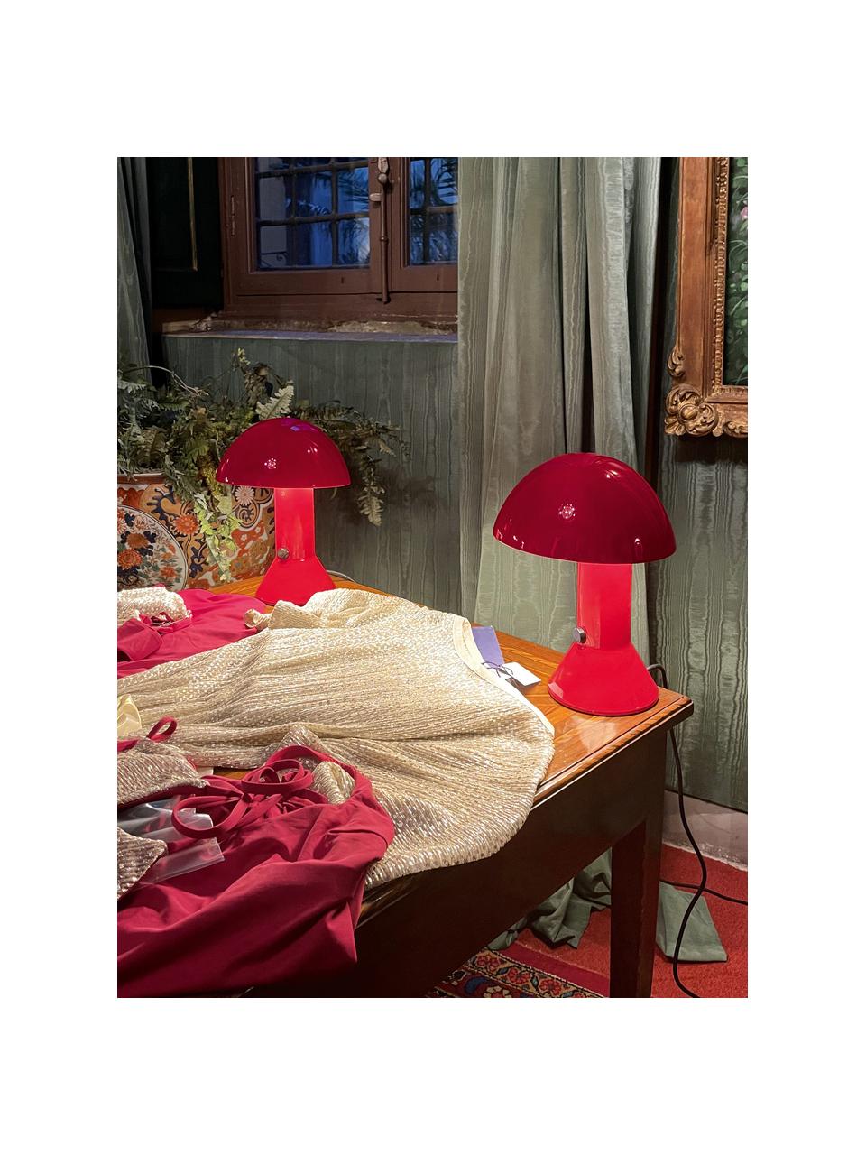 Lampa stołowa Elmetto, Tworzywo sztuczne lakierowane, Czerwony, Ø 22 x W 28 cm