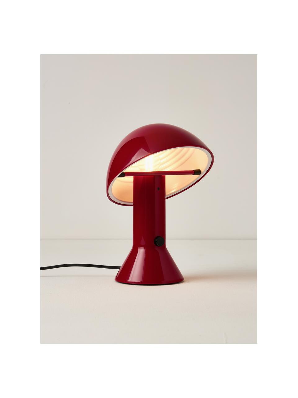 Kleine Tischlampe Elmetto mit verstellbarem Lampenschirm, Kunststoff, lackiert, Rot, Ø 22 x H 28 cm