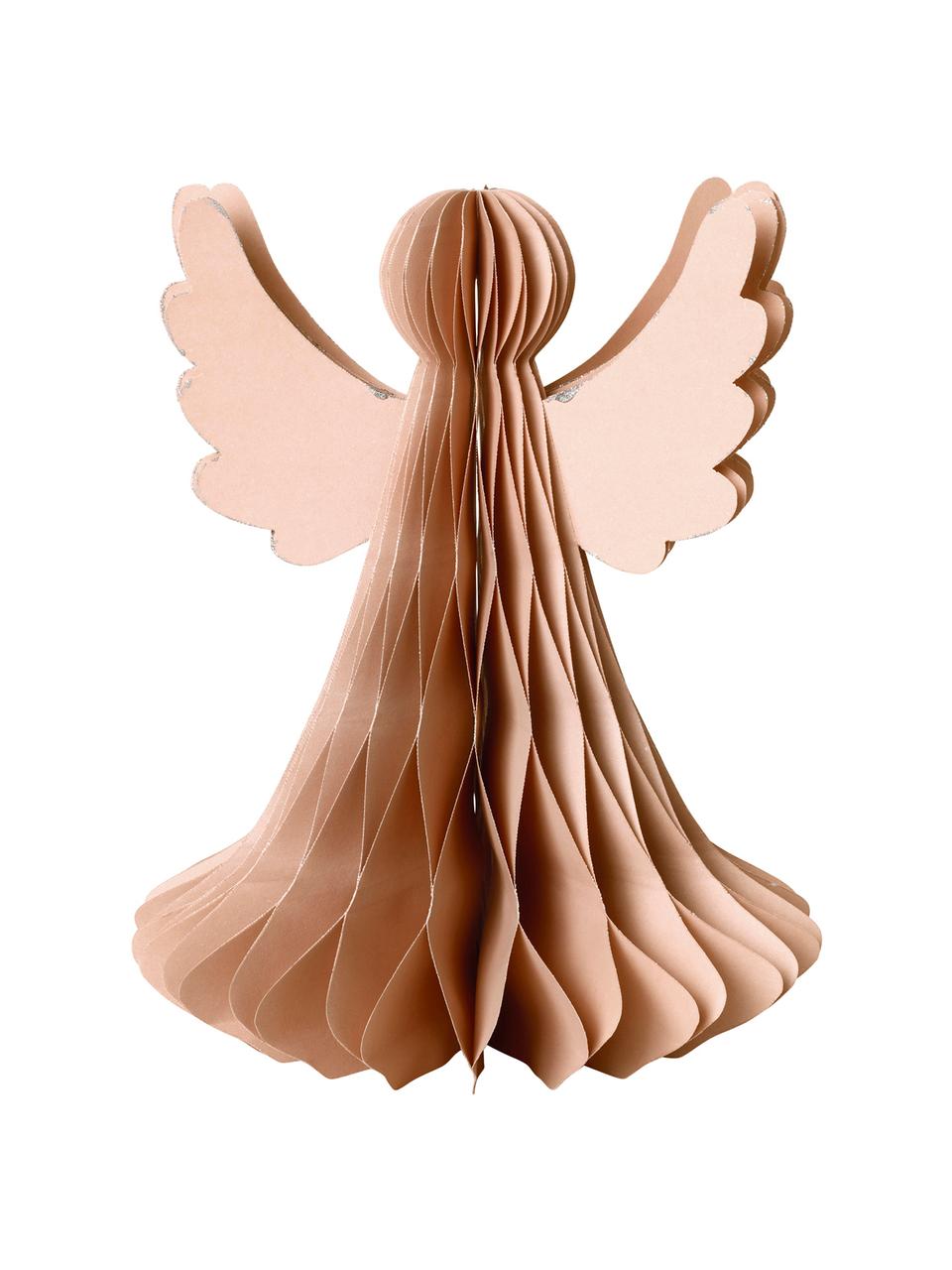 Pieza decorativa XL Angel, Papel, Rosa palo, Ø 21 x Al 27 cm