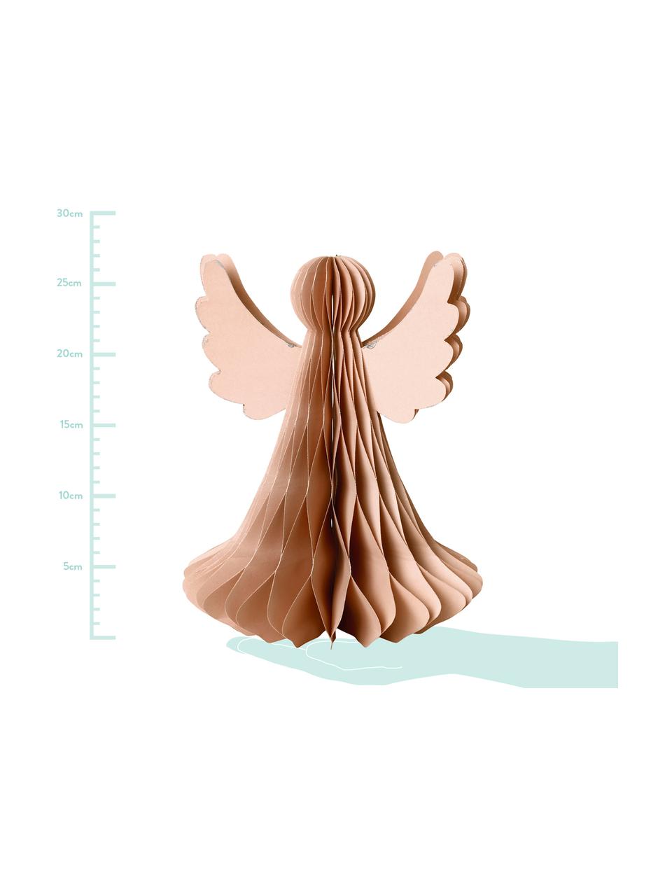 Pieza decorativa XL Angel, Papel, Rosa palo, Ø 21 x Al 27 cm