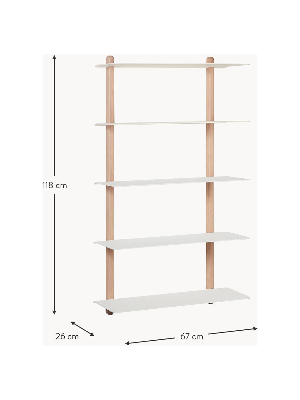 Étagère murale Nivo, Bois de chêne, blanc, larg. 67 x haut. 118 cm