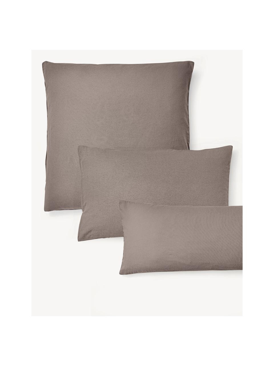 Flanell-Kopfkissenbezug Biba, Webart: Flanell, Taupe, B 80 x L 80 cm