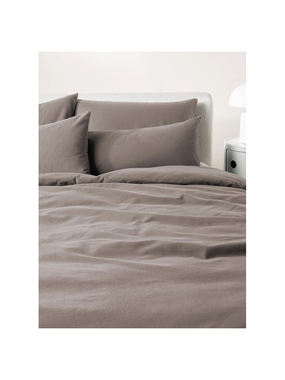 Flanell-Kopfkissenbezug Biba, Webart: Flanell, Taupe, B 80 x L 80 cm