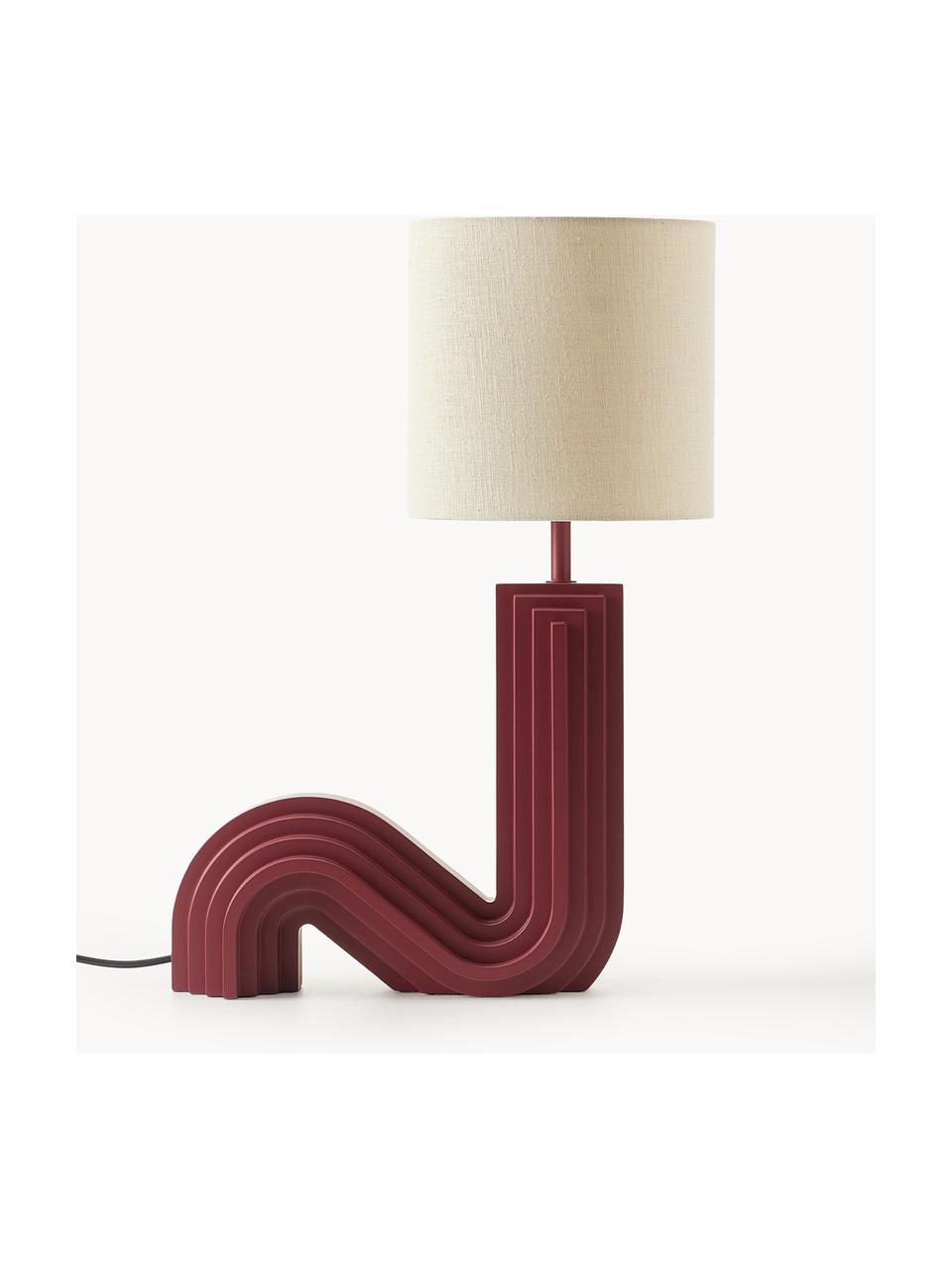 Designová stolní lampa Luomo, Béžová, vínově červená, Š 43 cm, V 61 cm