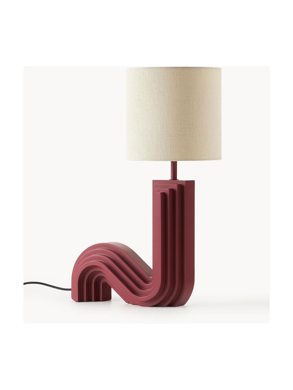 Designová stolní lampa Luomo, Béžová, vínově červená, Š 43 cm, V 61 cm