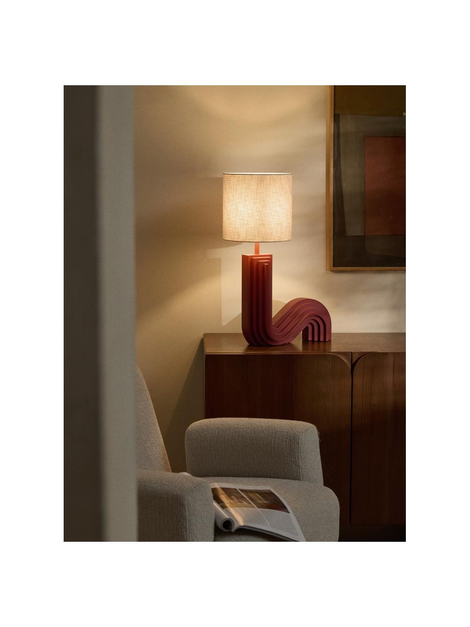 Designová stolní lampa Luomo, Béžová, vínově červená, Š 43 cm, V 61 cm