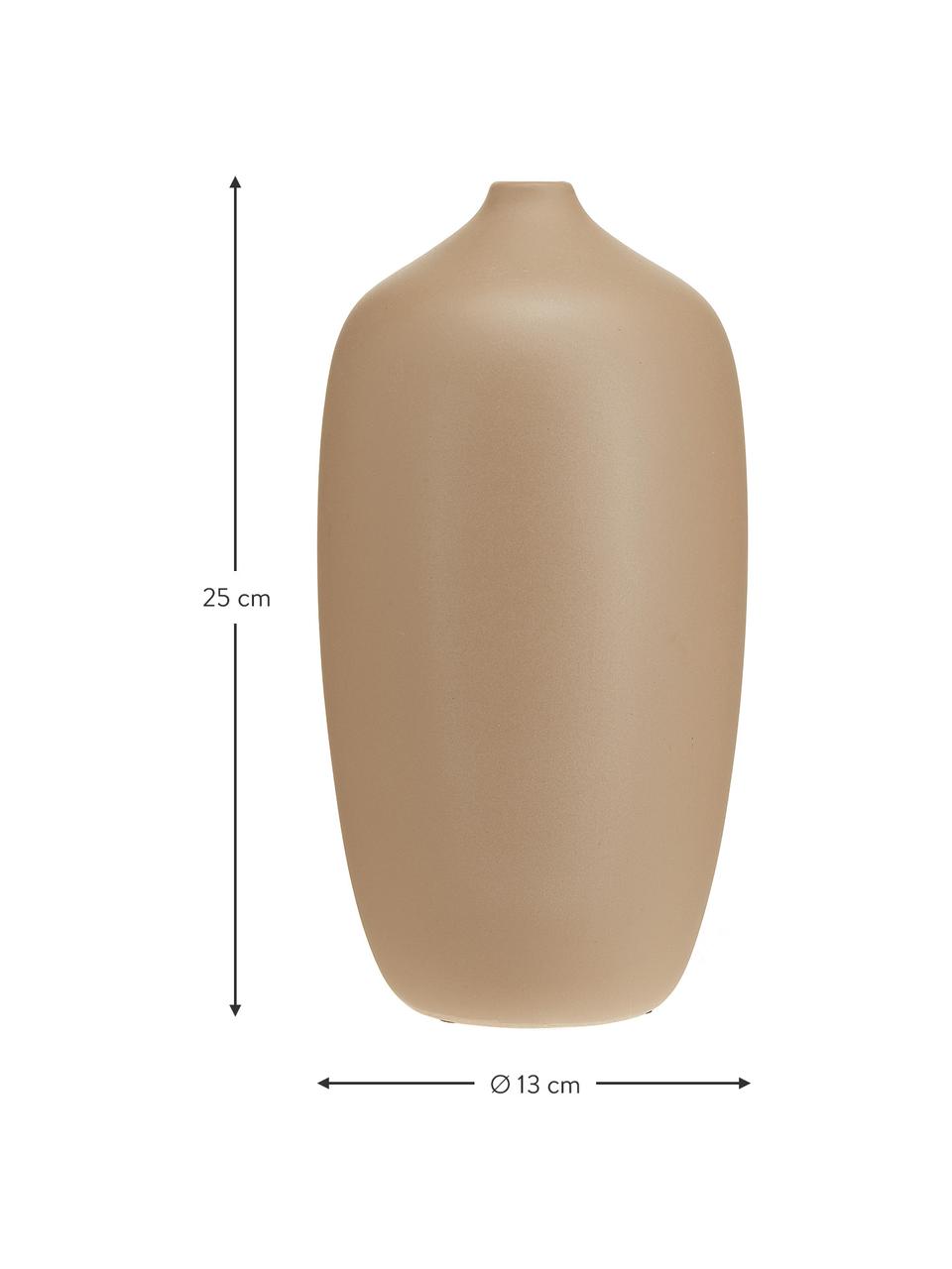 Große Keramik-Vase Ceola, Keramik, Beige, Ø 13 x H 25 cm