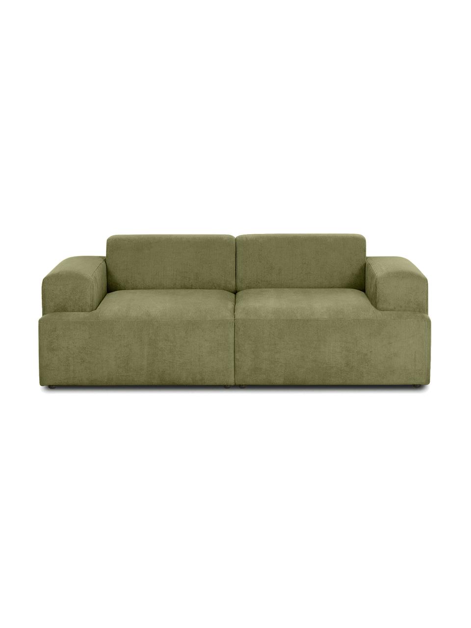 Cord-Sofa Melva (2-Sitzer), Bezug: Cord (92% Polyester, 8% P, Gestell: Massives Kiefernholz, FSC, Füße: Kunststoff, Cord Grün, B 198 x T 101 cm