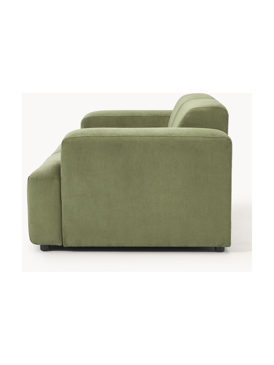 Cord-Sofa Melva (2-Sitzer), Bezug: Cord (92% Polyester, 8% P, Gestell: Massives Kiefernholz, Spa, Füße: Kunststoff Dieses Produkt, Cord Olivgrün, B 198 x T 101 cm