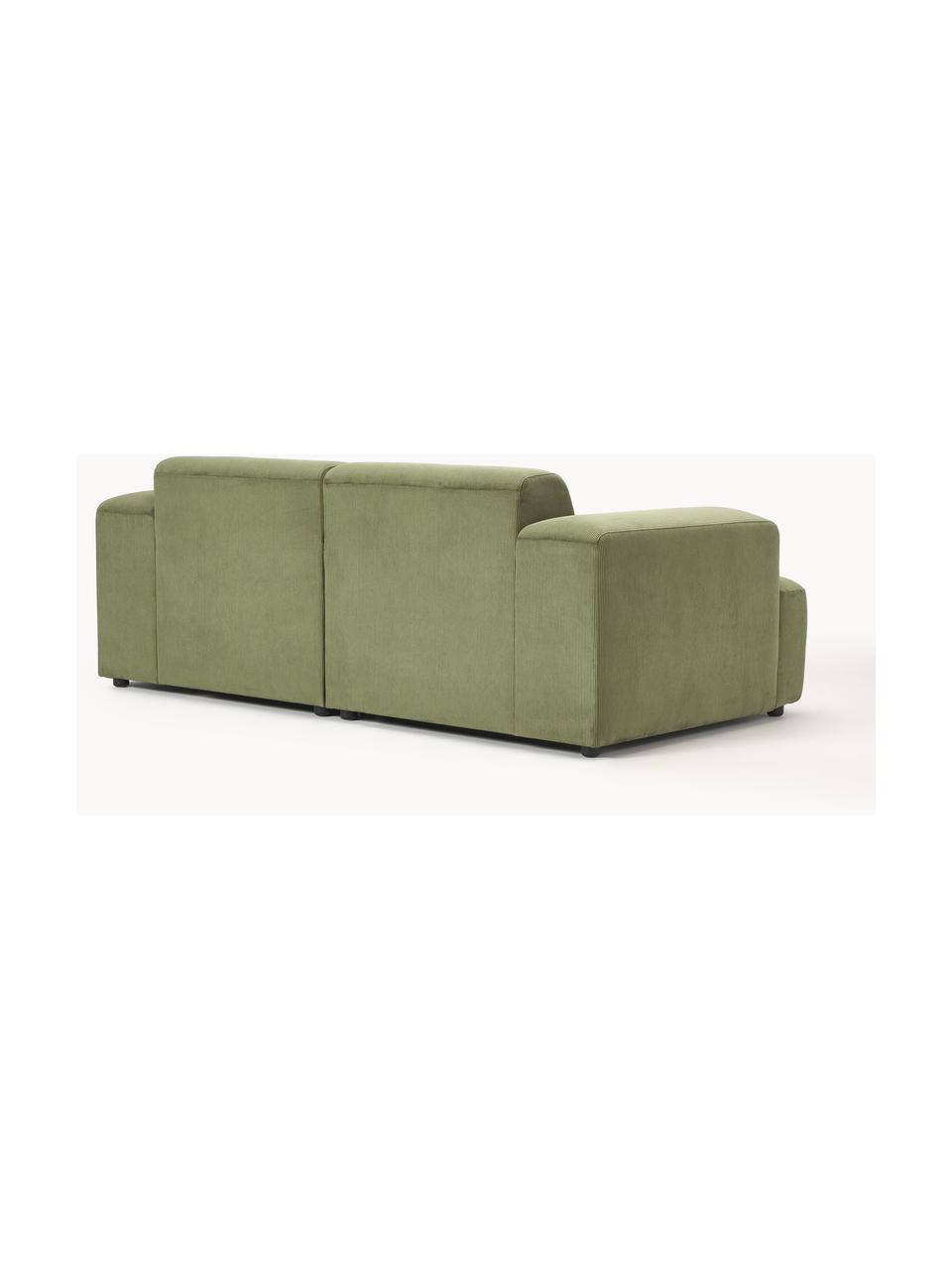 Cord-Sofa Melva (2-Sitzer), Bezug: Cord (92% Polyester, 8% P, Gestell: Massives Kiefernholz, Spa, Cord Olivgrün, B 198 x T 101 cm