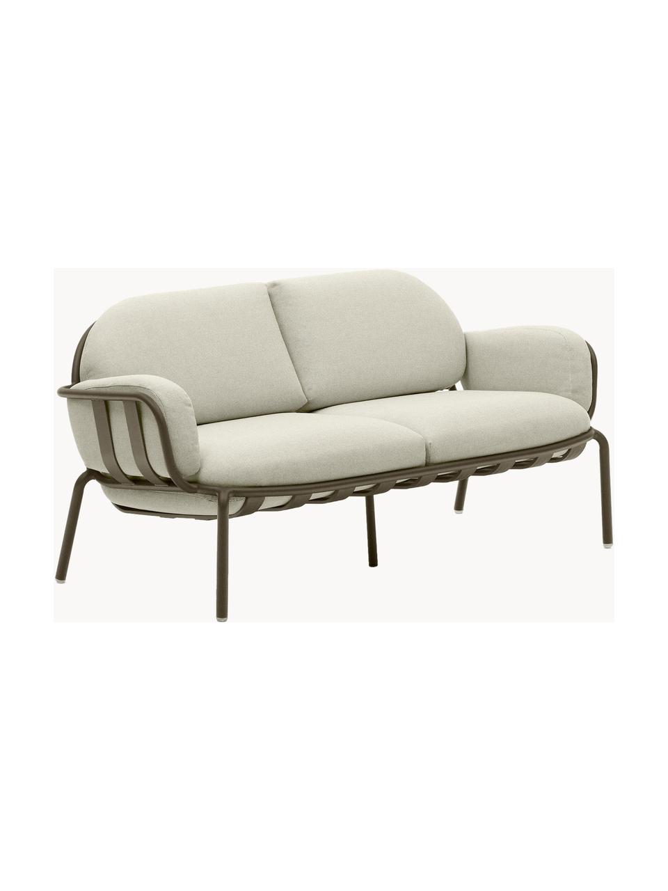 Ogrodowa sofa wypoczynkowa Joncols (2-osobowa), Tapicerka: 100% poliester Dzięki tka, Stelaż: aluminium malowane proszk, Jasnobeżowa tkanina, oliwkowy zielony, S 164 x G 80 cm