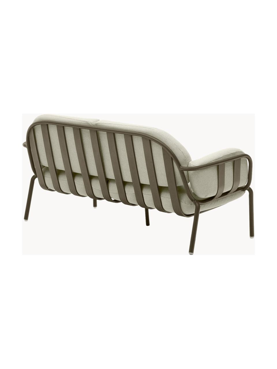 Ogrodowa sofa wypoczynkowa Joncols (2-osobowa), Tapicerka: 100% poliester Dzięki tka, Stelaż: aluminium malowane proszk, Jasnobeżowa tkanina, oliwkowy zielony, S 164 x G 80 cm