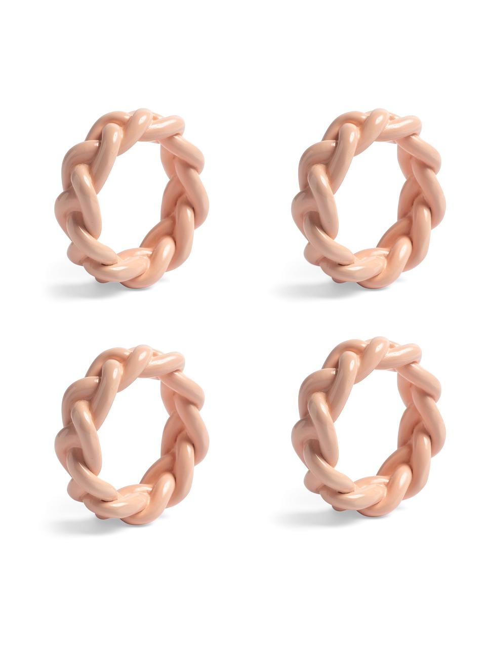 Serviettenringe Braid, 4 Stück, Polyresin, Rosa, Ø 6 x H 2 cm