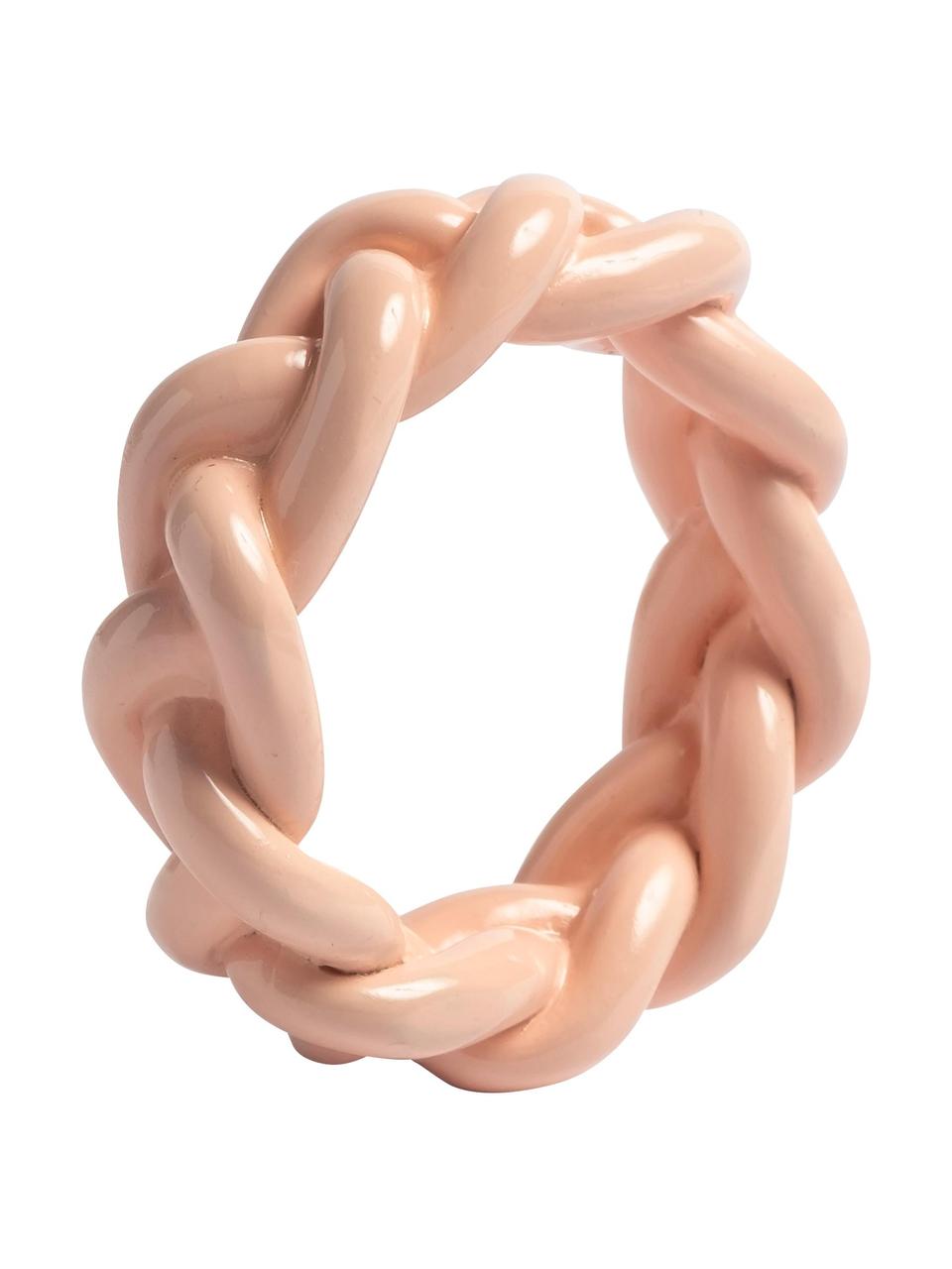 Servetringen Braid in roze, 4 stuks, Polyresin, Roze, Ø 6 x H 2 cm