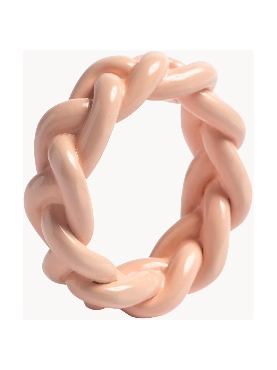 Serviettenringe Braid, 4 Stück, Polyresin, Rosa, Ø 6 x H 2 cm