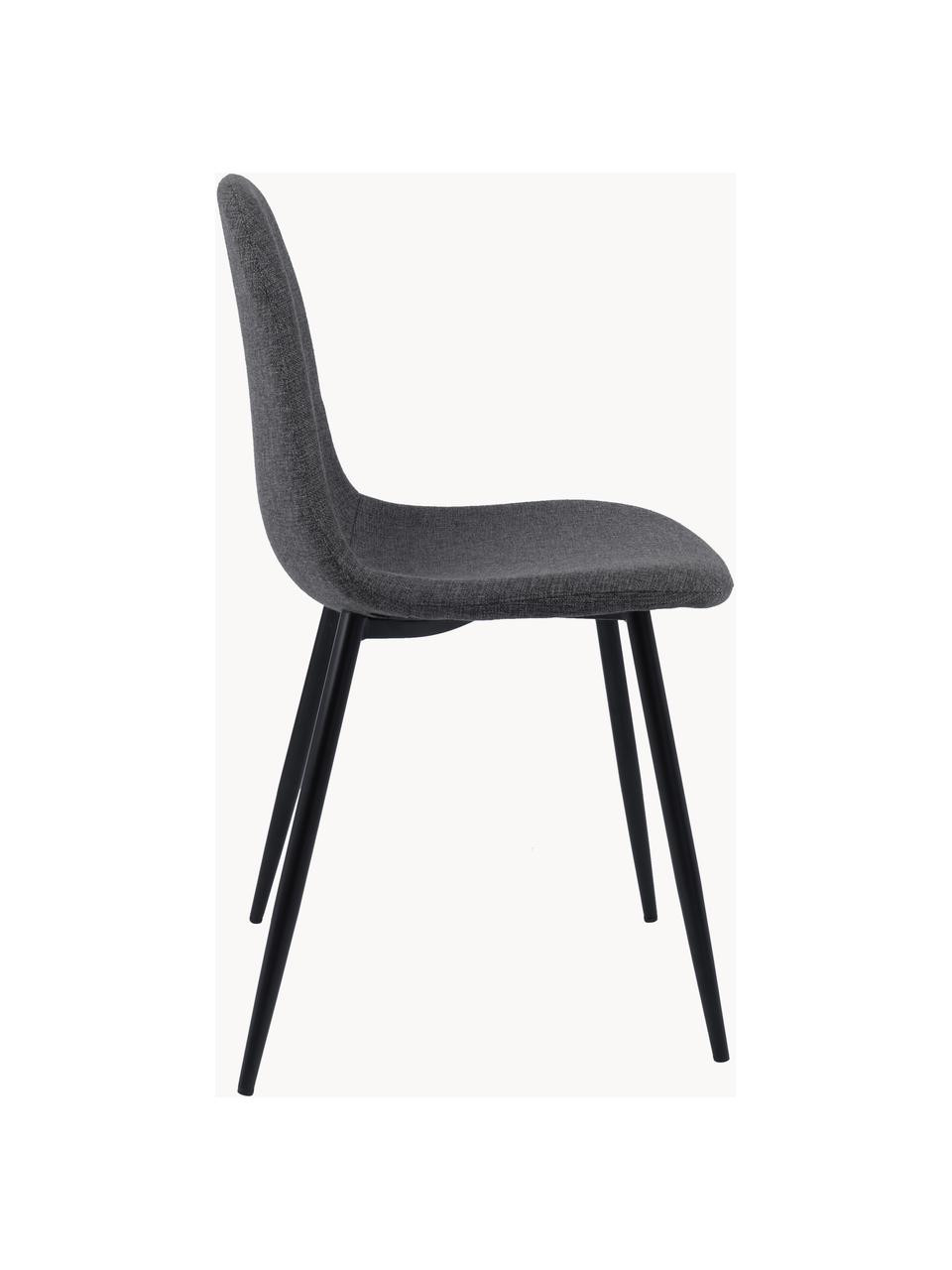 Čalouněné židle Karla, 2 ks, Tmavě šedá, černá, Š 44 cm, V 53 cm