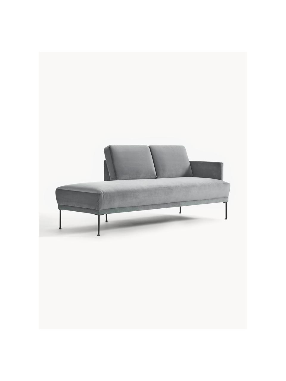 Fluwelen chaise longue Fluente, Bekleding: fluweel (hoogwaardig poly, Frame: massief grenenhout, FSC-g, Poten: gepoedercoat metaal Dit p, Fluweel donkergrijs, B 202 x D 85 cm, rugleuning links