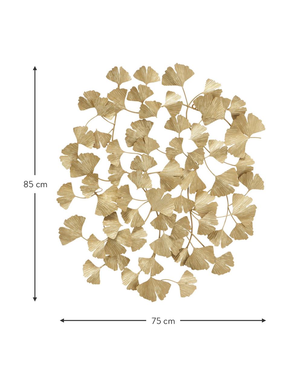 Decorazione da parete Ginkgo, Metallo verniciato a polvere, Ottonato, Larg. 75 x Alt. 85 cm