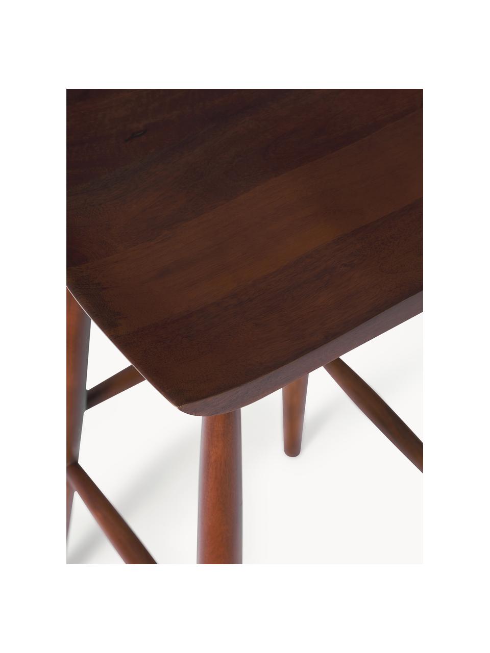 Barová stolička z mangového dreva Nino, Masívne mangové drevo, lakované, Mangové drevo, hnedé lakované, Š 40 x V 78 cm