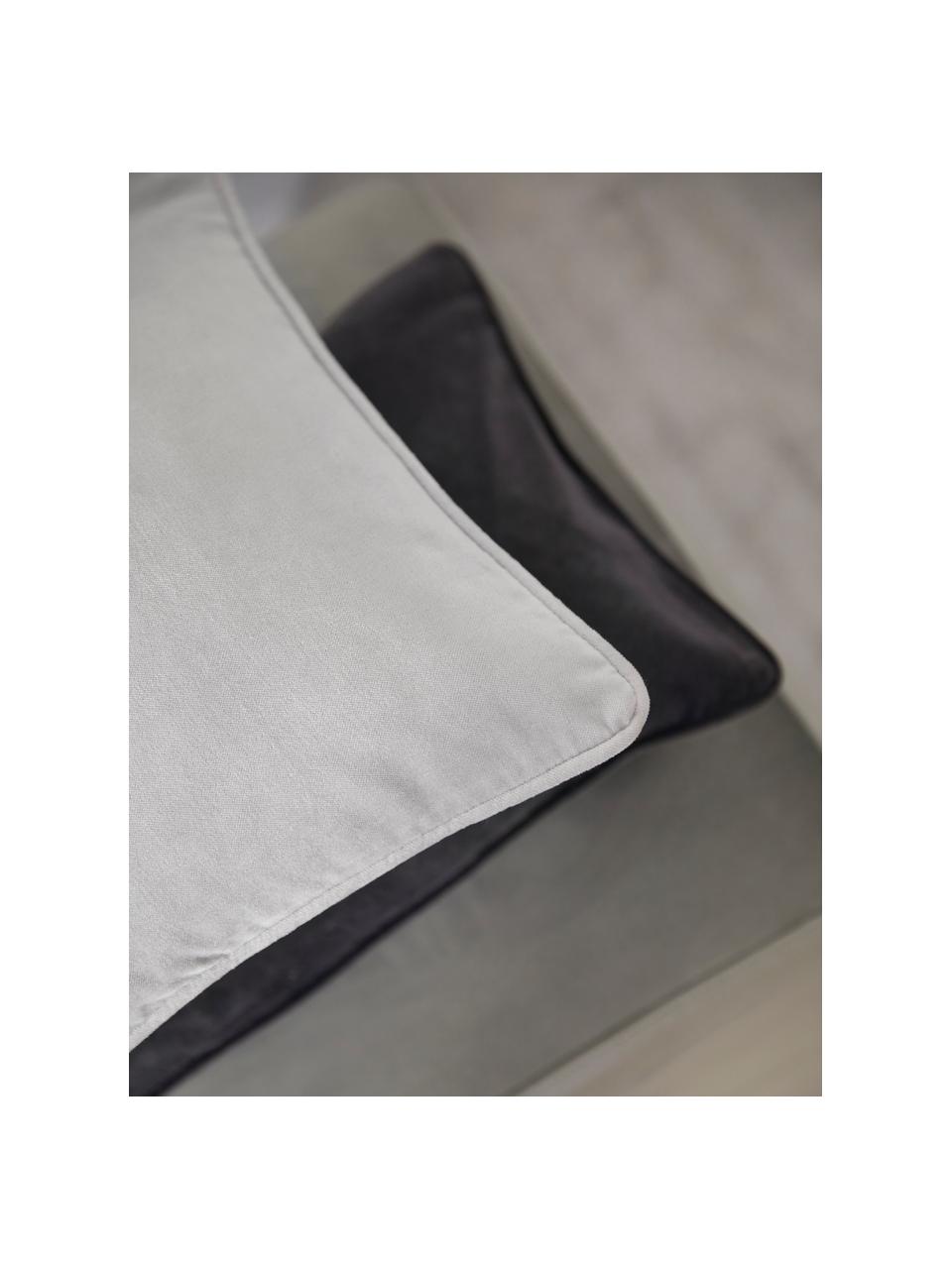 Federa cuscino divano arredo in velluto grigio chiaro Dana, 100% velluto di cotone, Grigio chiaro, Larg. 40 x Lung. 40 cm