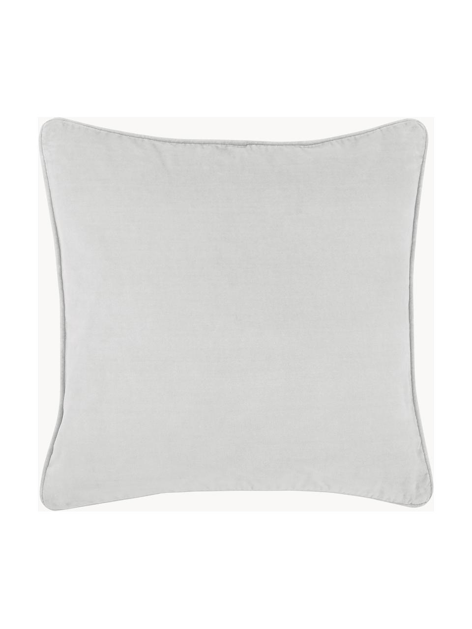 Copricuscino in velluto Dana, 100% velluto di cotone, Grigio chiaro, Larg. 40 x Lung. 40 cm