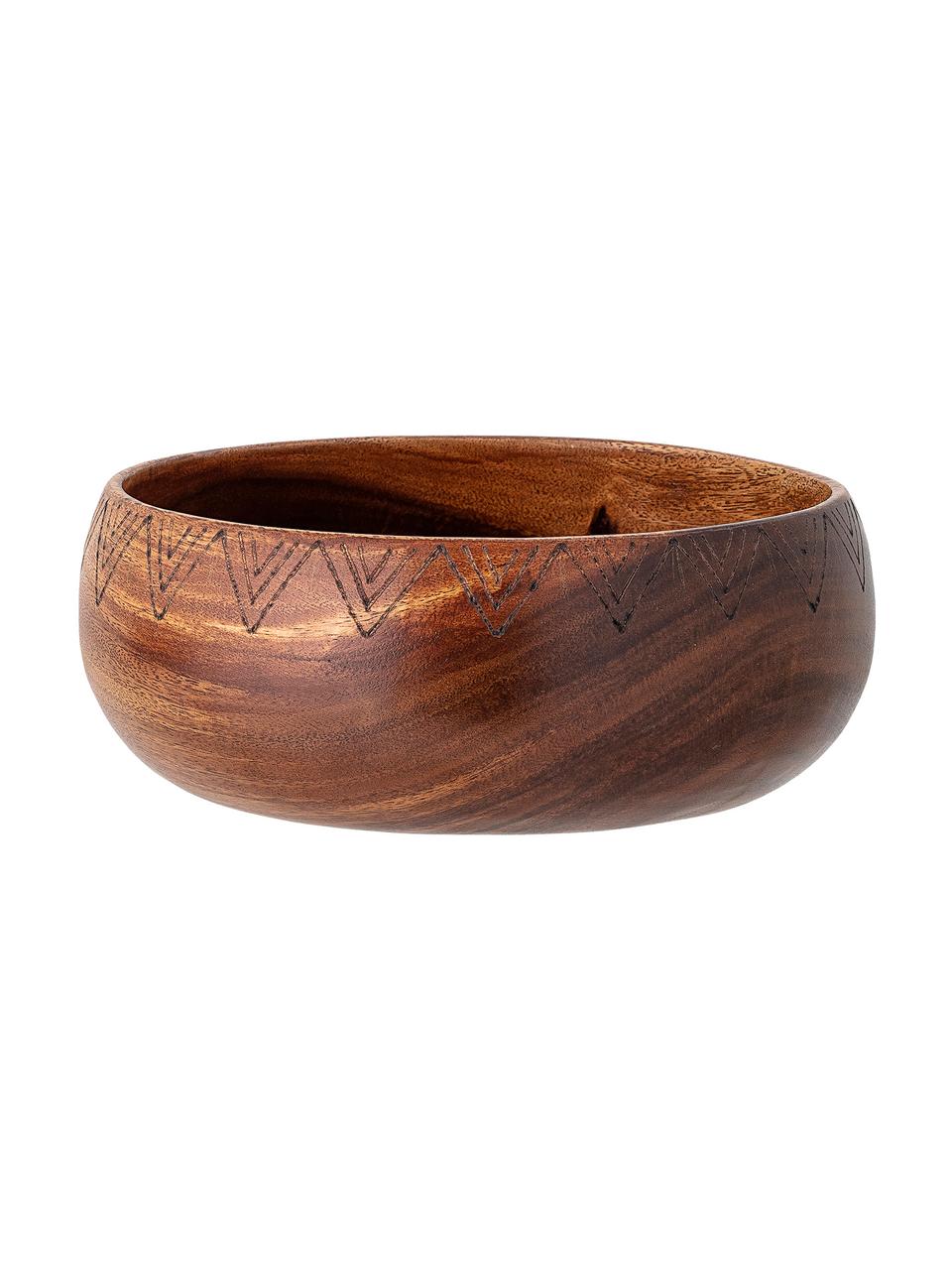Bote de madera Femke, Madera de acacia, aceitado, ratán, Marrón, Ø 24 cm x Al 10 cm