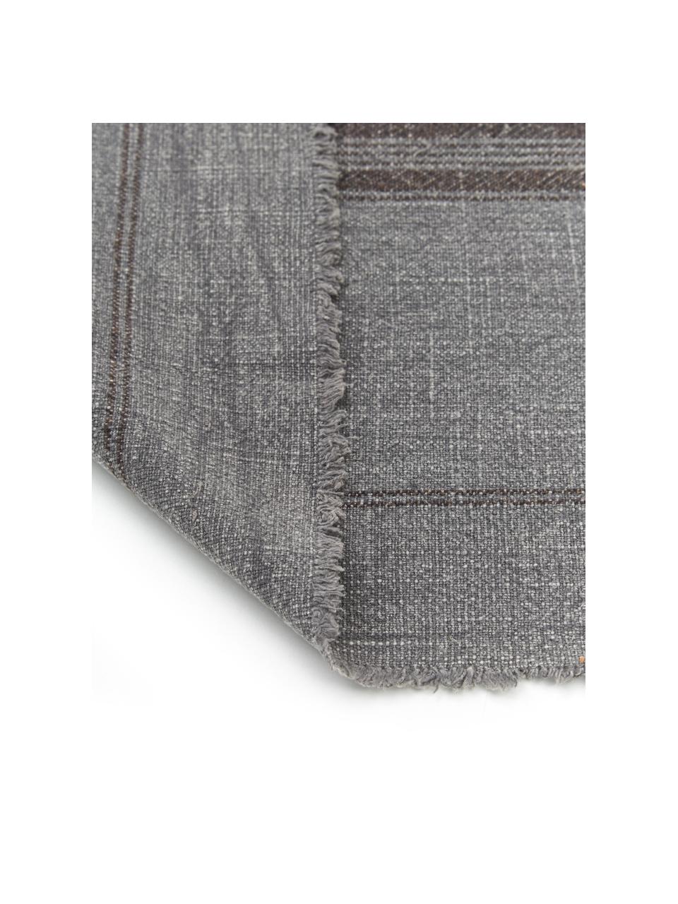 Runner in cotone grigio scuro maculato con frange Ripo, 100% cotone, Grigio scuro, chiazzato, nero, Larg. 40 x Lung. 140 cm