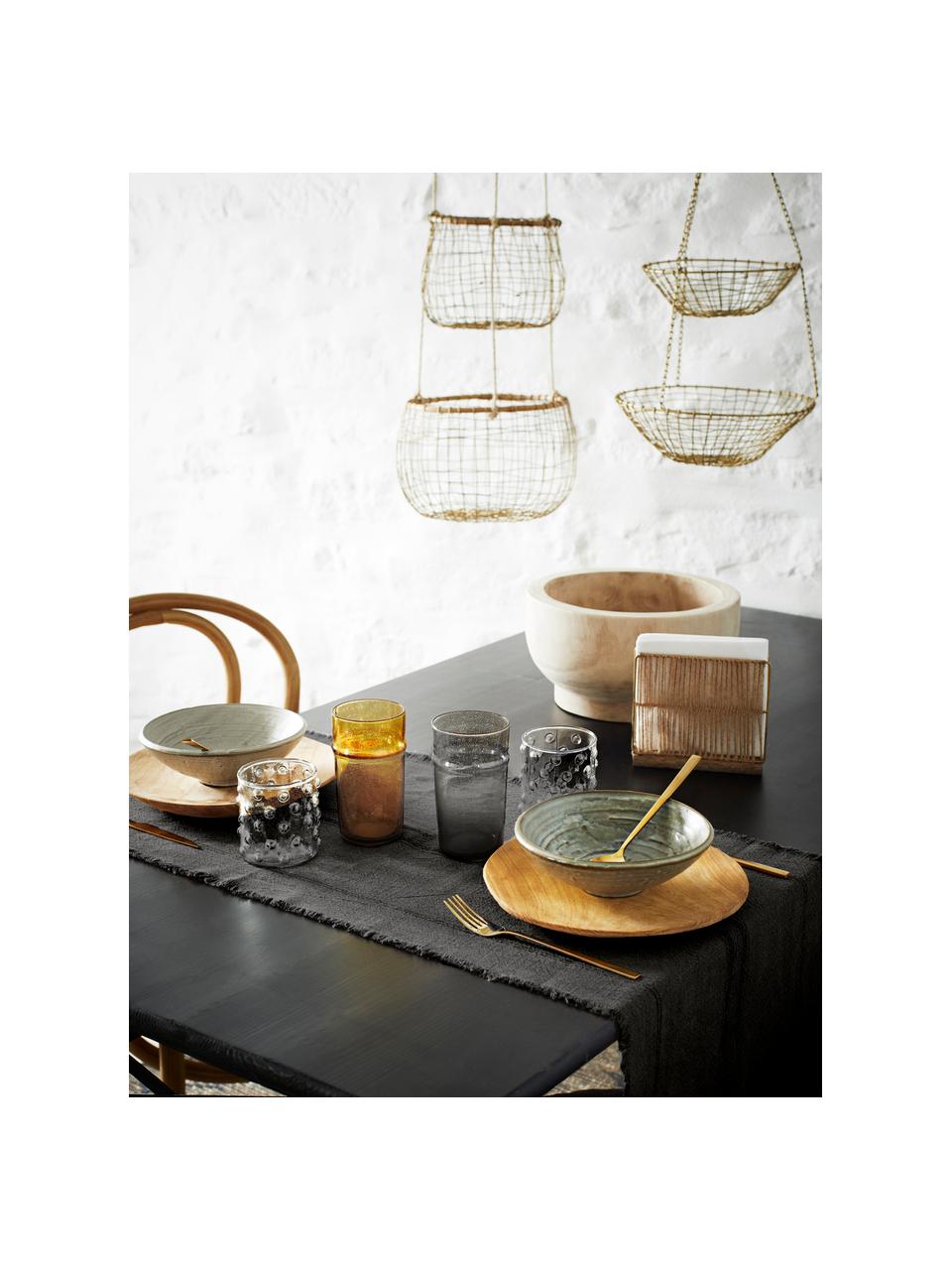 Bavlnený stolový behúň so strapcami Ripo, 100 %  bavlna, Tmavosivá, melírovaná, čierna, Š 40 x D 140 cm