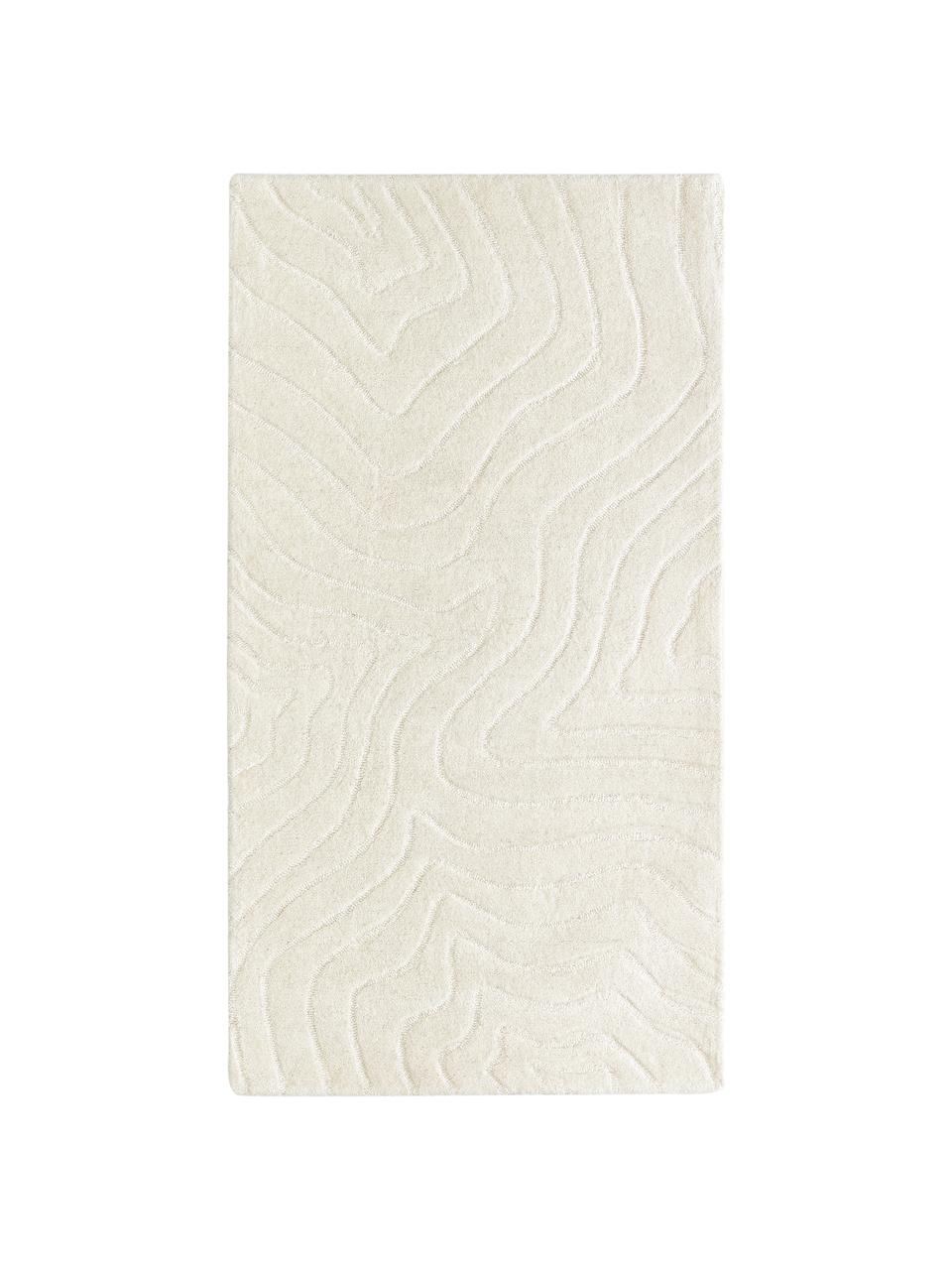 Ręcznie tuftowany dywan z wełny Aaron, Kremowobiały, S 160 x D 230 cm (Rozmiar M)