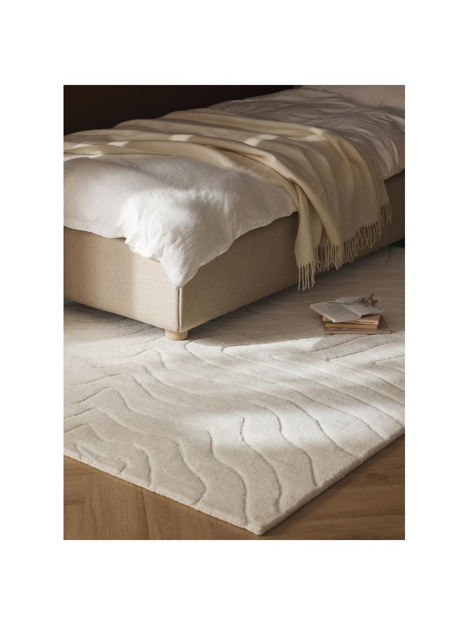 Tapis en laine tuftée main Aaron, Blanc crème, larg. 160 x long. 230 cm (taille M)