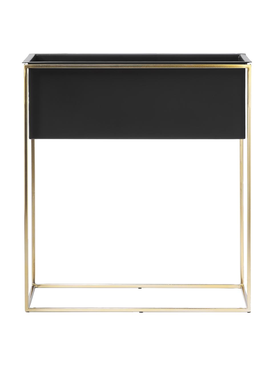 Cache-pot XL en métal Leilani, Métal, revêtement par poudre, Couleur dorée, noir, larg. 60 x haut. 65 cm