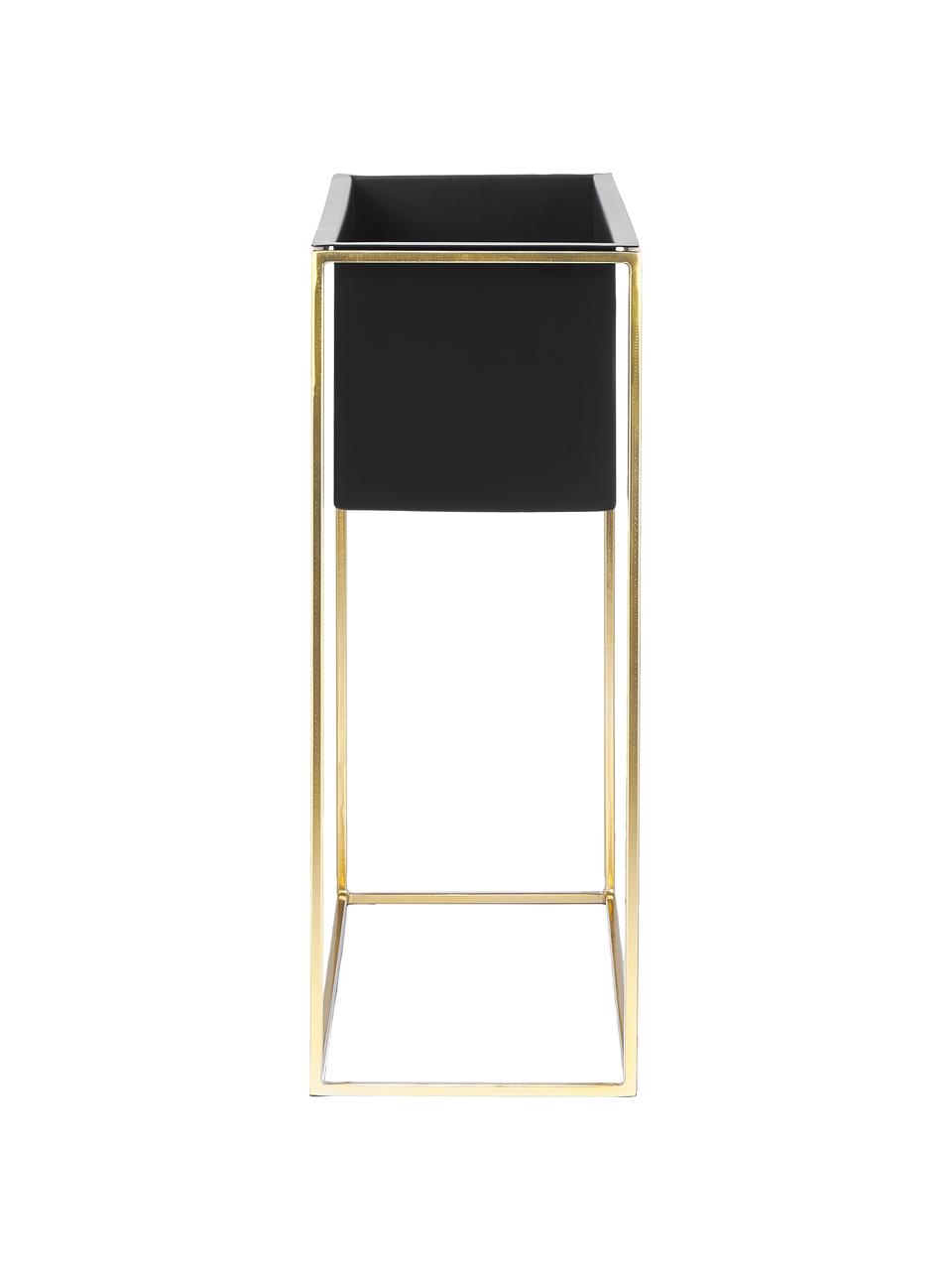 Cache-pot XL en métal Leilani, Métal, revêtement par poudre, Couleur dorée, noir, larg. 60 x haut. 65 cm