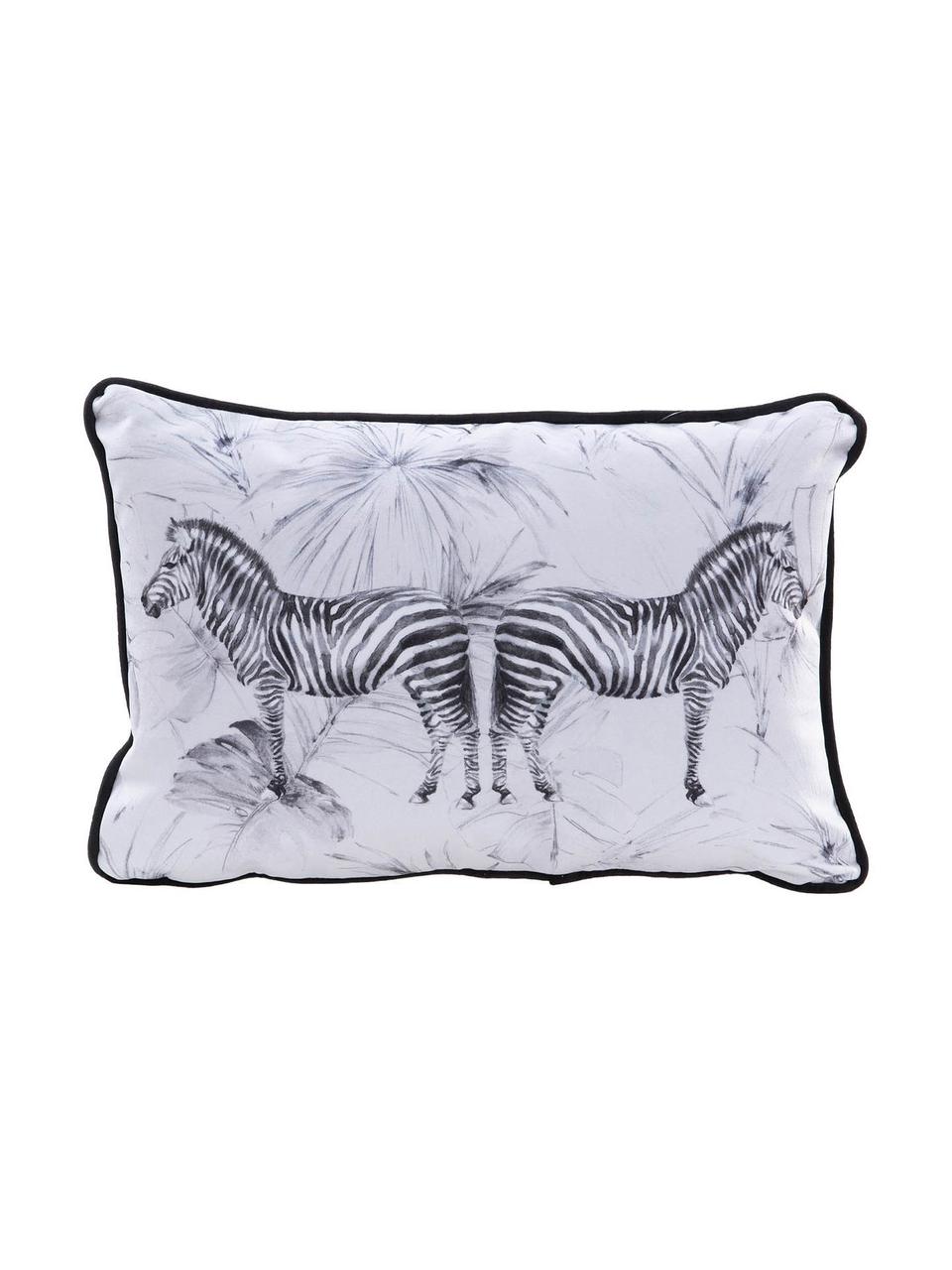 Coussin en velours Zebra, Blanc, noir