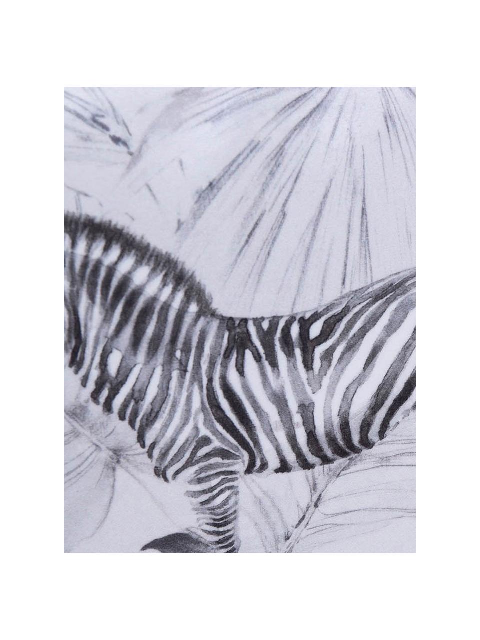 Samt-Kissen Zebra, mit Inlett, 100% Polyestersamt, Weiß, Schwarz, 30 x 45 cm