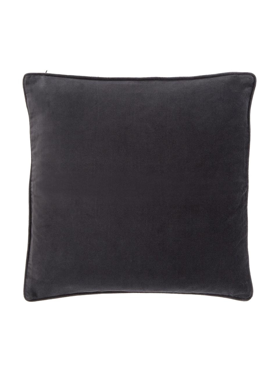 Funda de cojín de terciopelo Dana, 100% terciopelo de algodón, Negro, An 50 x L 50 cm