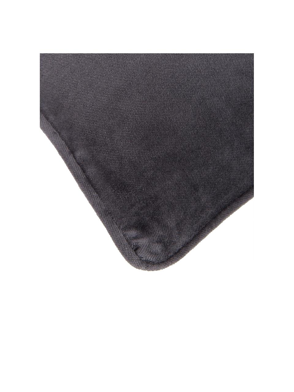 Poszewka na poduszkę z aksamitu Dana, 100% aksamit bawełniany, Antracytowy, S 50 x D 50 cm