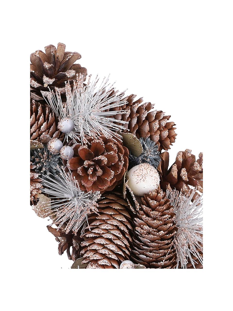 Kerstkrans Nicole, Natuurlijke vezels, Houtkleurig, wit, Ø 34 cm