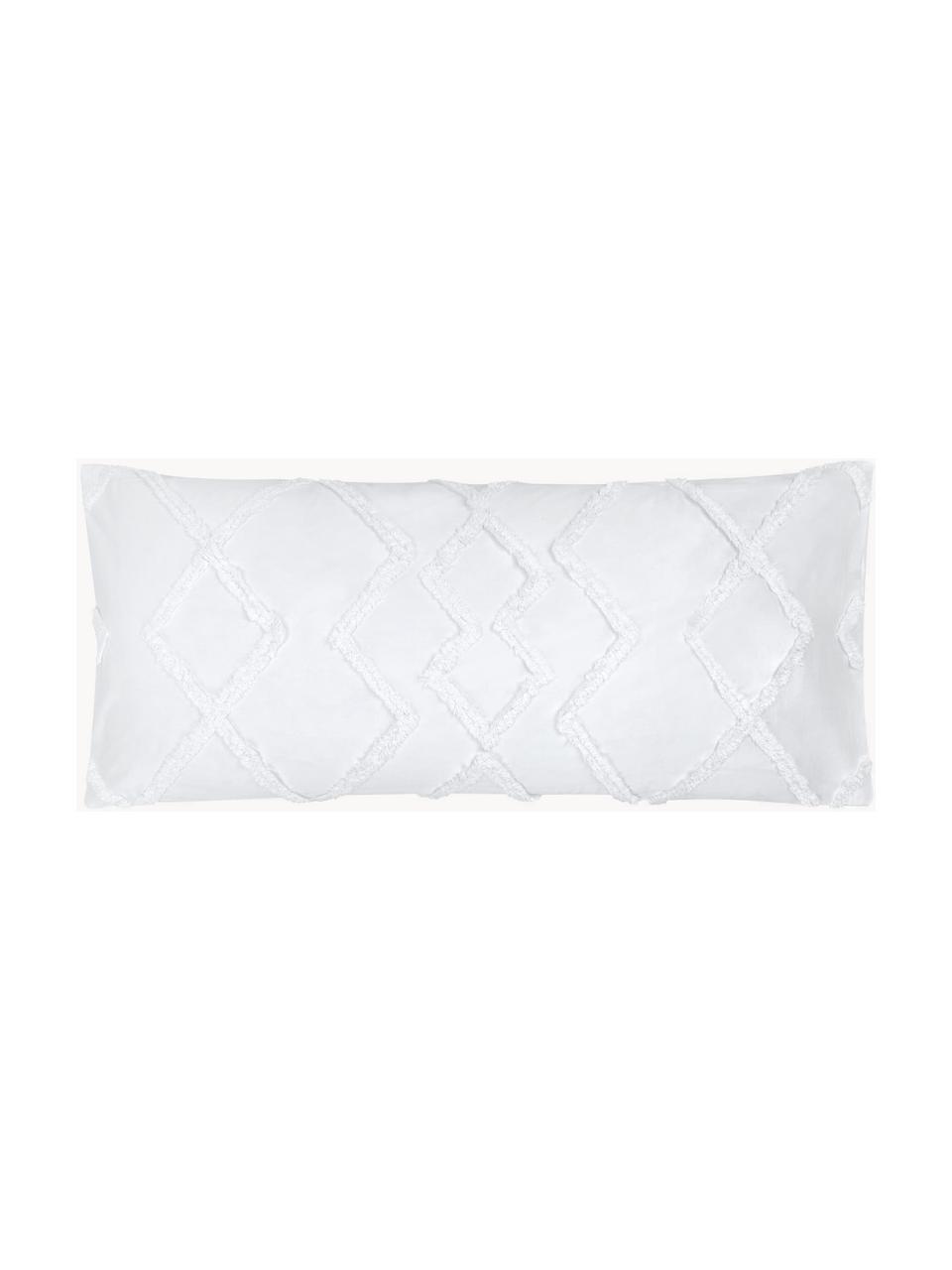 Funda de almohada texturizada de percal Faith, Blanco, An 45 x L 110 cm