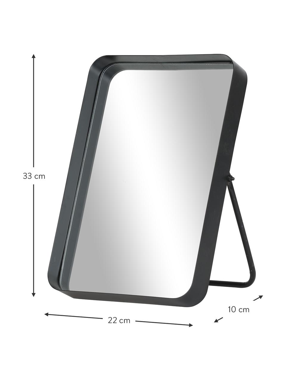 Eckiger Kosmetikspiegel Bordspejl mit schwarzem Metallrahmen, Rahmen: Metall, pulverbeschichtet, Spiegelfläche: Spiegelglas, Schwarz, B 22 x H 33 cm