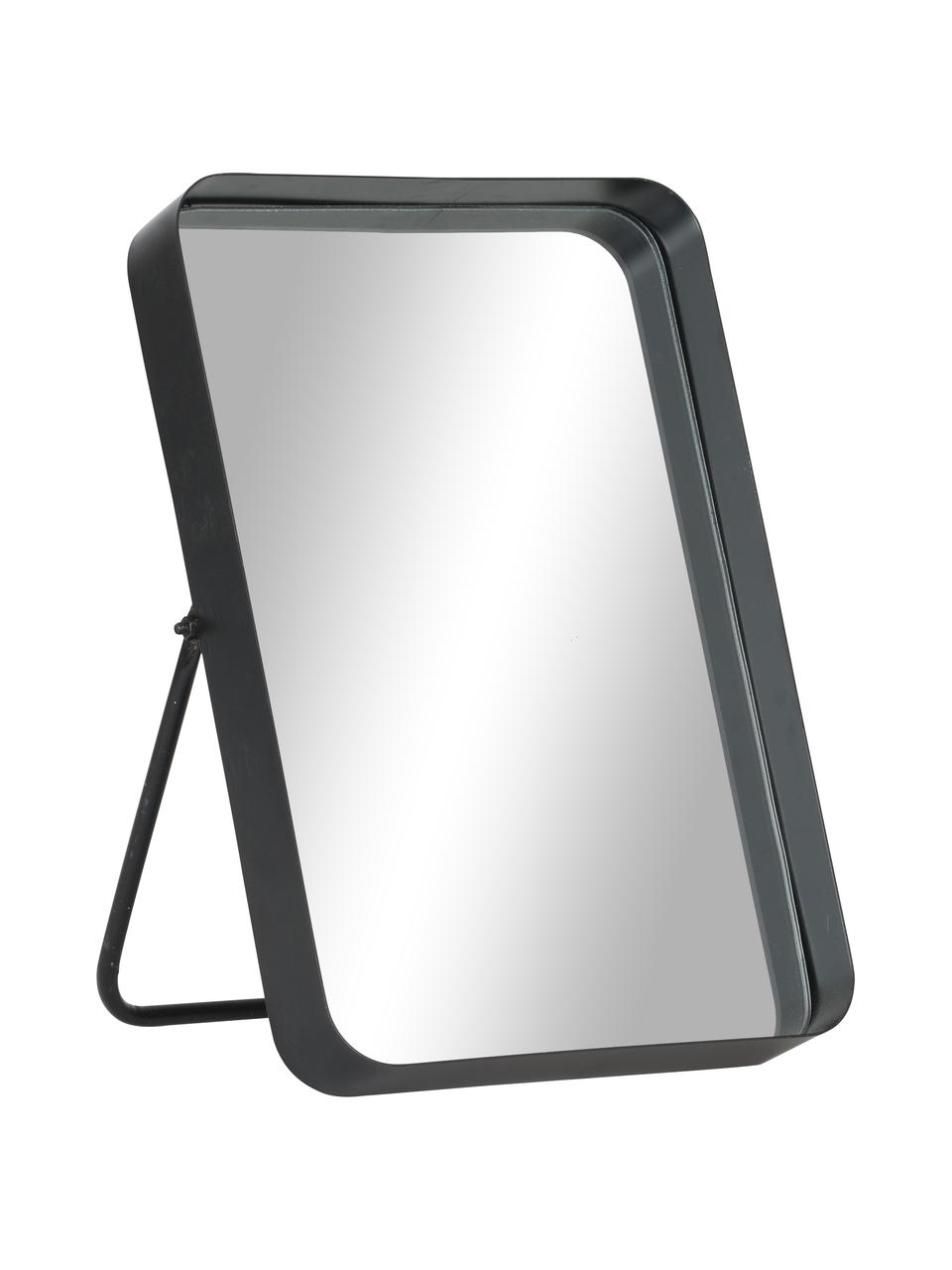Eckiger Kosmetikspiegel Bordspejl mit schwarzem Metallrahmen, Rahmen: Metall, pulverbeschichtet, Spiegelfläche: Spiegelglas, Schwarz, 22 x 33 cm