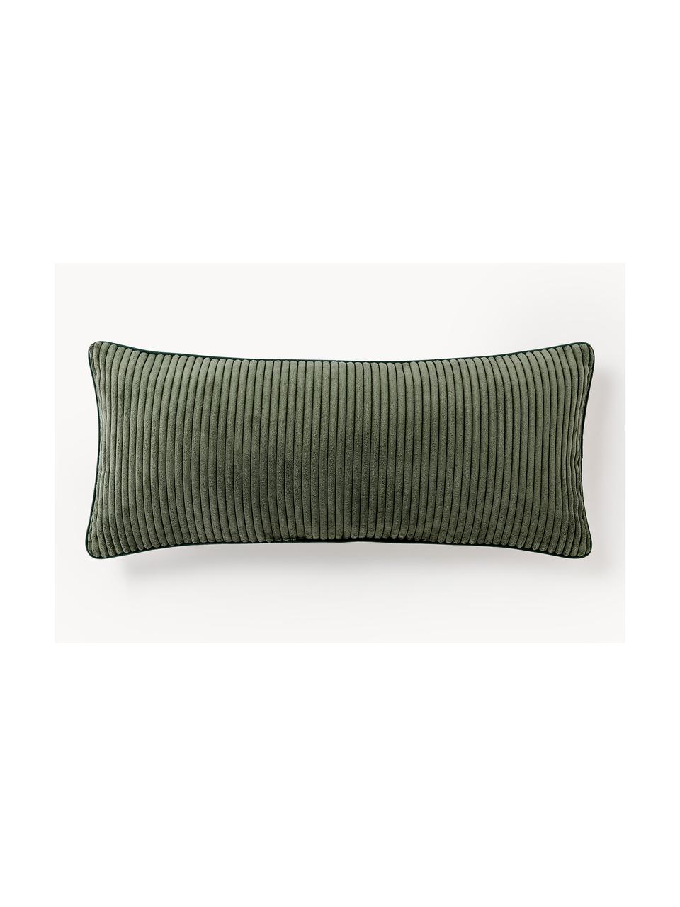 Dlouhý manšestrový polštář Kylen, Olivově zelená, Š 30 cm, D 70 cm