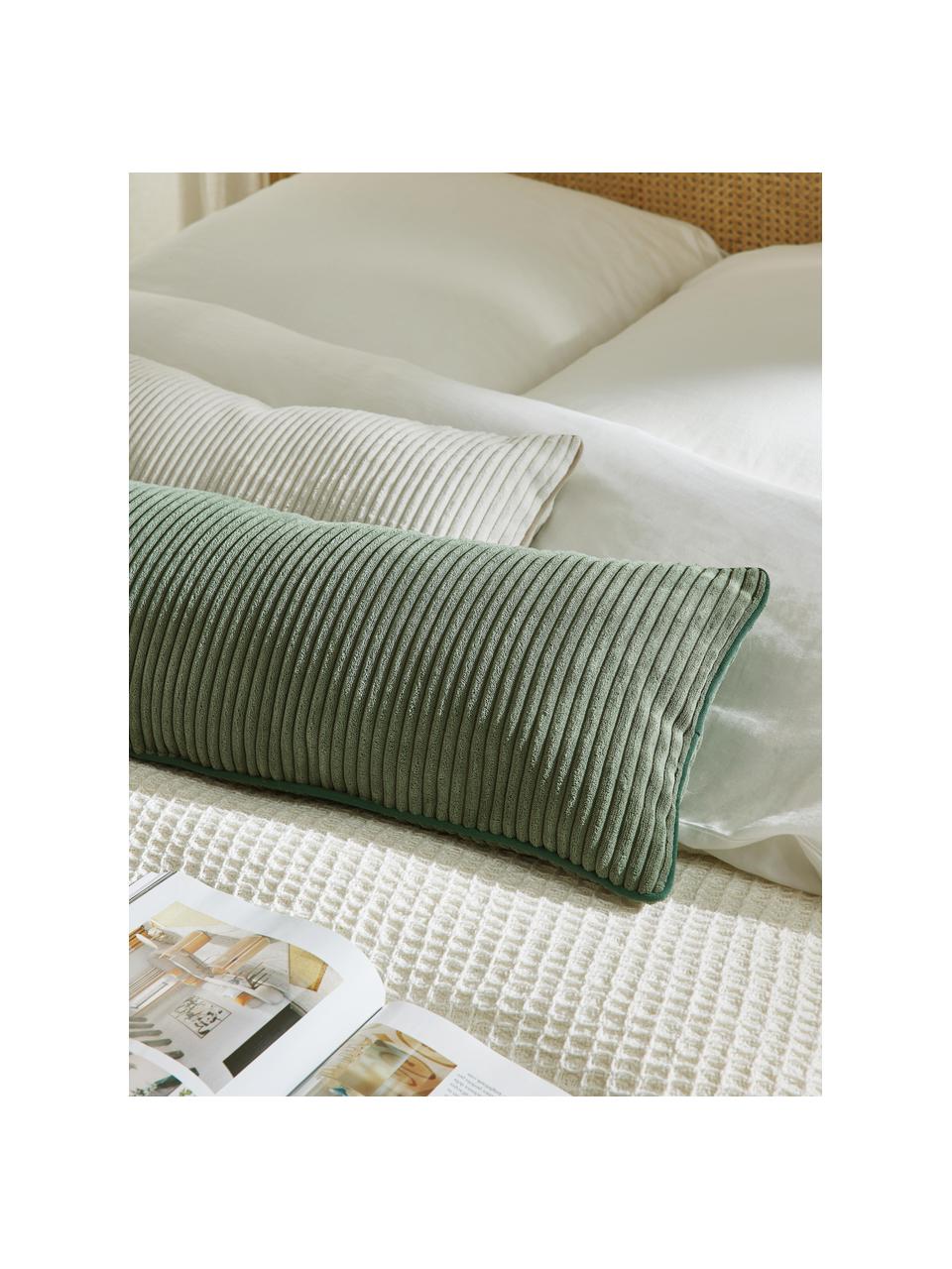 Langes Cord-Kissen Kylen, Hülle: Cord (90 % Polyester, 10 , Olivgrün, B 30 x L 70 cm