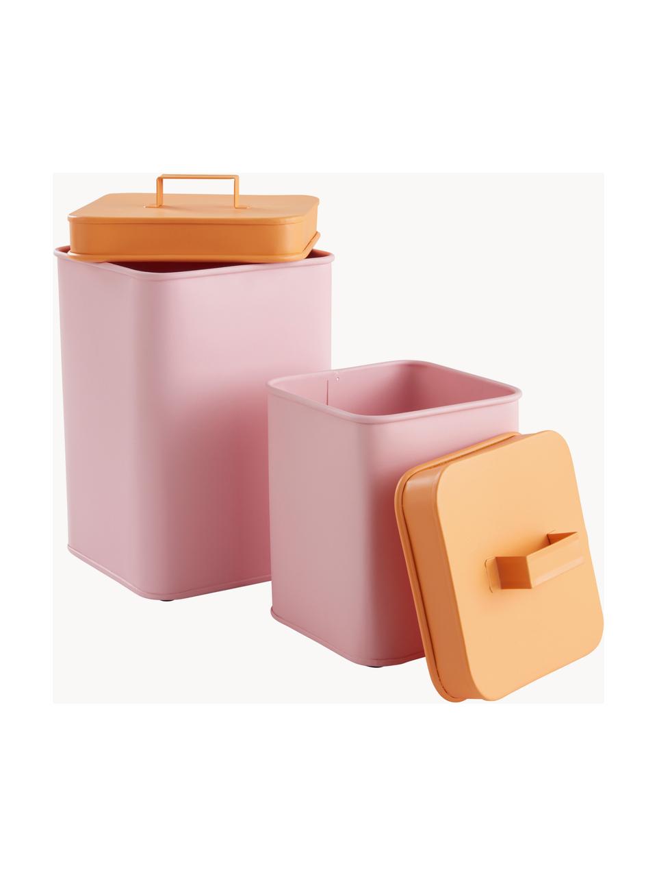 Set di 2 contenitori per alimenti Luca, Metallo rivestito, Rosa chiaro, arancione, Set in varie misure