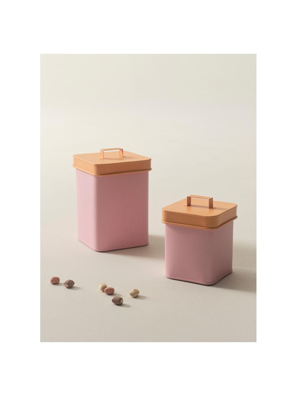 Set di 2 contenitori per alimenti Luca, Metallo rivestito, Rosa chiaro, arancione, Set in varie misure