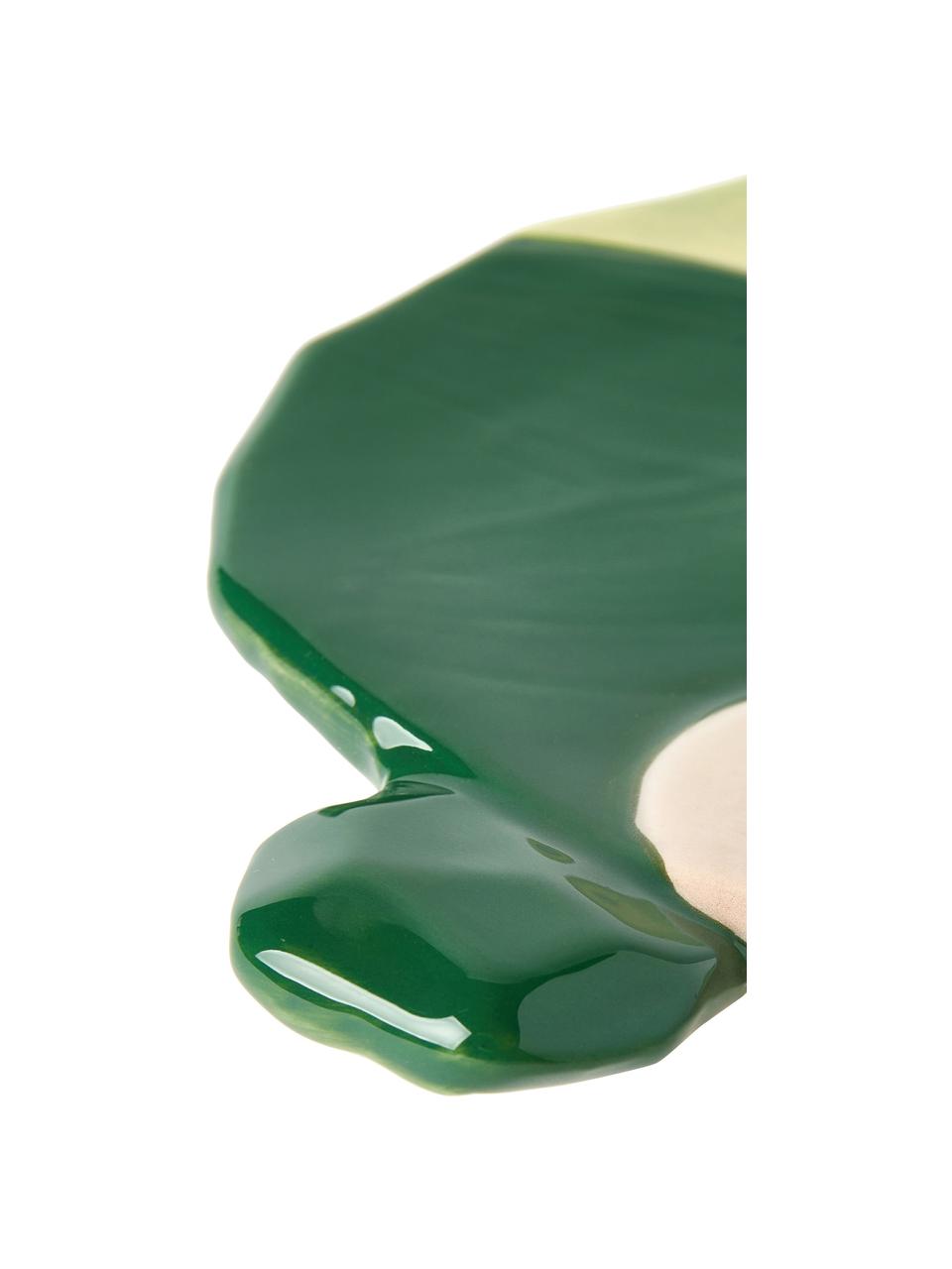 Ręcznie malowany talerz do serwowania z porcelany Chunky, Porcelana, Żółty, niebieski, zielony, beżowy, S 24 x G 14 cm