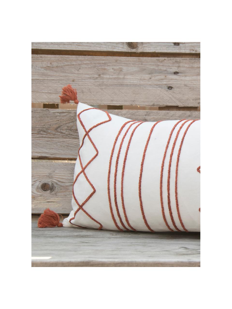 Poszewka na poduszkę z szenili z chwostami Istanbul, 100% bawełna, Biały, czerwony, S 30 x D 50 cm