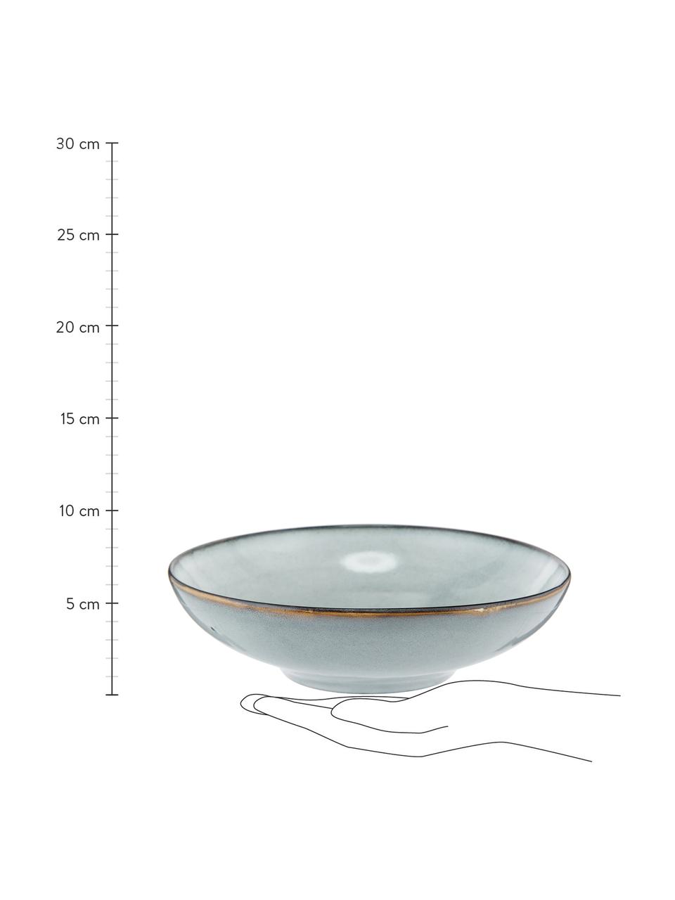 Handgemachte Steingut-Suppenteller Thalia in Blaugrau, 2 Stück, Steingut, Blau, Grau, Ø 22 x H 6 cm