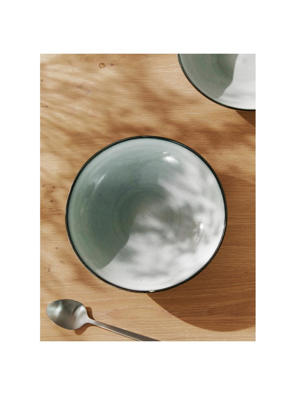 Assiette creuse grès bleu gris faite main Thalia, 2 pièces, Grès cérame, Gris, Ø 22 x haut. 6 cm