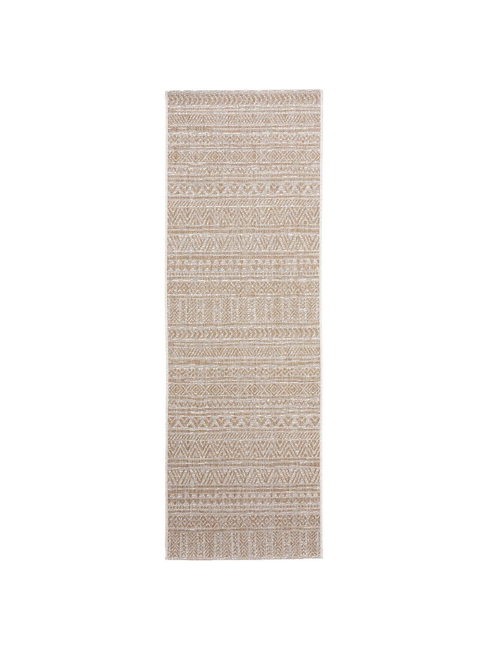 Tappeto da interno-esterno con motivo etnico Cleo, 90% polipropilene, 10% poliestere, Beige, tonalità marroni, Larg. 80 x Lung. 240 cm